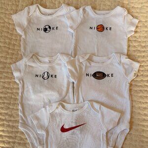 Nike Baby 6M One Piece Bodysuit 5-Pack Sport Baseball Football Soccer Basketball